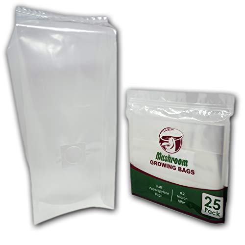 The Magnificent Bee All in One Mushroom Grow Bags (100 Count) | Oyster Spawn Growing Kit | 0.2′ Micron Filter Grain Root Bag | Large Size 8″ X 5″ X 20″ | 3 Mil Polypropylene