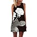 Women's Summer Sleeveless Mini A-Line Beach Sundress Vintage 3D Floral Print Tank Top Dress Chaofanjiancai