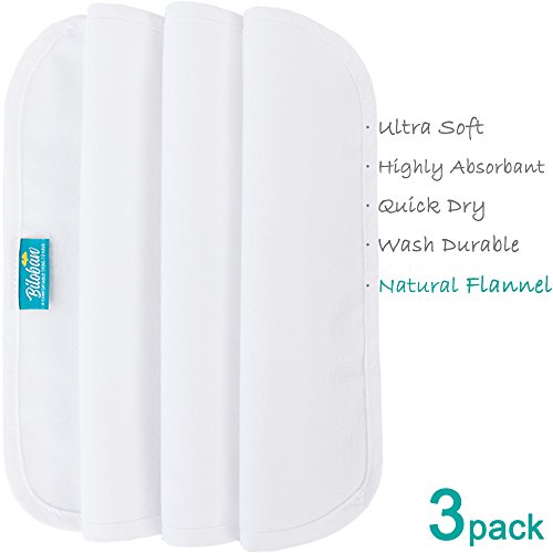 Changing Pad Liners Waterproof (3 Count), Flannel Portable & Durable Diaper Pads, White