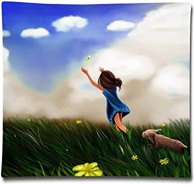 Girl Catching Butterly Painting Halloween Soft Comfortable Pillow Bed Pillow Office Pillow 1818 Inches