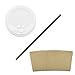 100 Pack - 16 Oz [8, 12, 20] [4 Colors] Disposable Hot Paper Coffee Cups, Lids, Sleeves, Stirring Straws - Mocha Brown