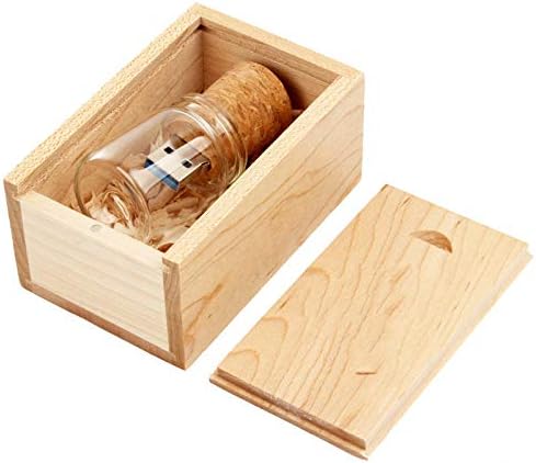 UFARID Drifting Bottle USB3.0 Flash Drive Memory Stick Transparent USB Stick with Wooden Box Business gifts For Computers, Car Audio,etc (64GB)