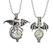 2 Pcs Mix Glowing Dragon Luminous Beads Pendant Necklace Alloy Jewelry Blue Green Linght 18 Inches