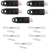 5PCS X SanDisk Ultra CZ48 32GB USB 3.0 Flash Drive Transfer Speeds Up To 100MB/s_SDCZ48-032G-UAM46 with Detachable Lanyard (5pcs) and Dust Plug (5pcs)