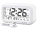 WinFong Alarm Clock, Backlight LCD Digital Alarm Clock 3 Alarms Thermometer Calendar Large Display Smart Nightlight Soft Light Snooze, Battery Operated USB Charger (White)