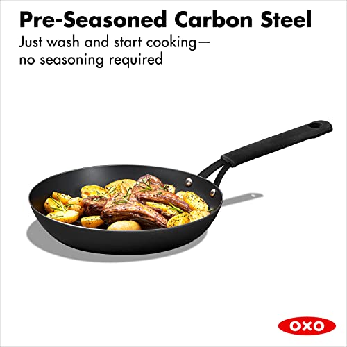 OXO Obsidian PreSeasoned Carbon Steel, 10" Frying Pan Skillet with