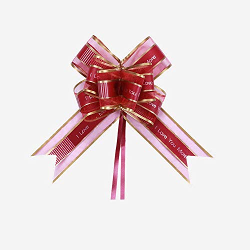 Auch 50Pcs Elegant Crystal Yarn Pull Bows for Birthday Wedding Christmas Valentine's Day New Year Party Supplies Gift Basket Knot with Ribbon Strings to Wrap the Box or Floral Decoration