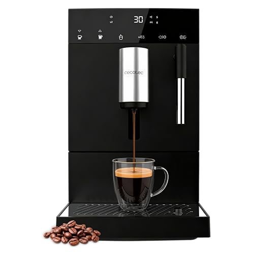 Macchina da Caffè Superautomatica Compatta con Montalatte Cremmaet Compact Elite. 1350W, 19bar, Sistema Thermoblock, Contenitore Caffè in Grani 120 g con Macinacaffè e Serbatoio 1,1L