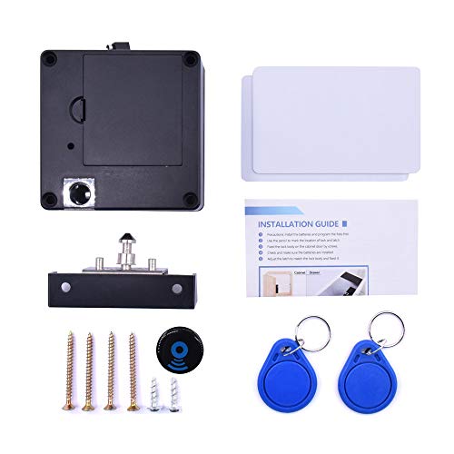 Gexmil Electronic Cabinet RFID Lock Kit Set, Hidden DIY Lock for Wooden Cabinet Drawer Locker, RFID Card/Tag Entry