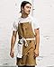 Caldo Linen Kitchen Apron - Mens and Womens Linen Bib Apron - Adjustable with Pockets (Tan)
