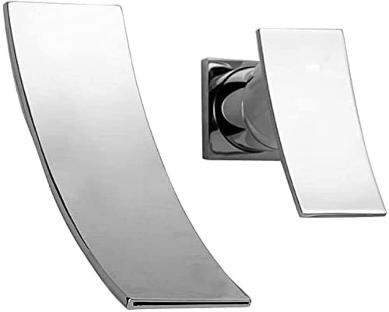 SUMERAIN Wall Mounted Waterfall Bathroom Basin Mixer Tap Single Lever Brass Chrome Finish