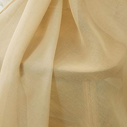 Sheer Curtains Taupe 95 Inches Long, Window Treatments Rod Pocket Drapes for Living Room, Bedroom, Semi Crinkle Voile Curtain Panels for Yard, Patio, Villa, Parlor, Set of 2, 52"x95", by Mystic Home. - Thumbnail 6