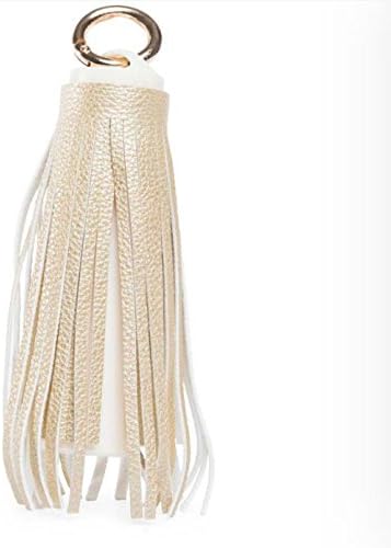 Vegan Leather Tassel Keychain Rechargable Portable USB Cell Phone Power Bank - 2200 maH Power Supply Energy Source With USB to Mini USB Cable (Gold)