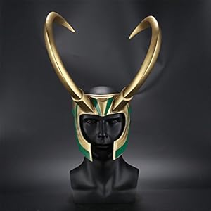 Zheng 2018 Loki Cosplay Mask Removable Golden Horns Helmet