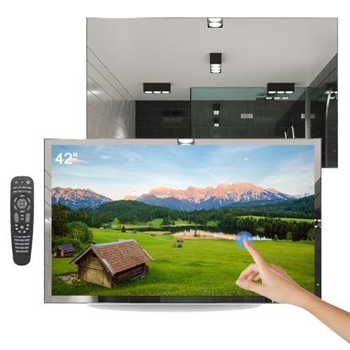 Soulaca 43 inches Smart Full Touchscreen Android Mirror 4K LED TV Big Screen IP65 Waterproof Built-in WiFi Bluetooth SPA ATSC DTV Hotel