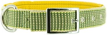 Kakadu Pet Sea Grass Padded Big Dog Collar, 1 1/4" x 30", Green
