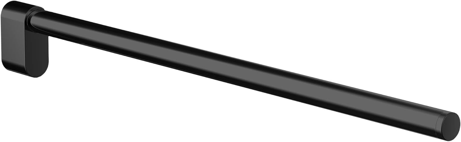 EMCO Flow Single Arm Wall Mounted Towel Rail Rigid Metal Towel Rail Bath Towel Holder for Towels, Matte Black