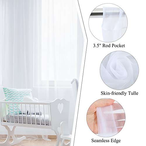 White Sheer Backdrop Curtain for Parties, 10ft X 10ft White Tulle Backdrop Curtain for Wedding Birthday Party Ceremony Fabric Backdrop Drapes for Home Decoration
