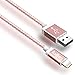 [Apple MFi Certified] CellJoy [Heavy Duty Braided] 1ft / 0.3m Tangle-Free Short Lightning to USB Cable, Best Charge Cord For iPhone, iPod, and iPad (Rose Gold)