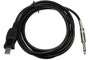 USB Guitar Cable 10FT, RockSmith Real Tone Cable Compatible, 1/4 Inch TS Audio Interface for Electric Guitar, Bass & PC Recor