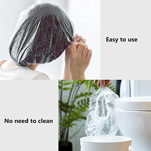 Disposable Shower Caps, 200 Pcs Plastic Waterproof Clear Shower Caps Bath Shower for Women, Hotel and Hair Salon, Travel and Home Use - Thumbnail 6