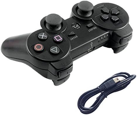 Tevodo Wireless Bluetooth Controller For PS3 Double Shock - Bundled with USB charge cord (Black 1)