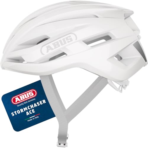 ABUS Rennradhelm StormChaser ACE - Leichter Fahrradhelm für Radrennen, Gravelbike-Touren und Cyclocross - für Damen und Herren - Größe S, Pure White