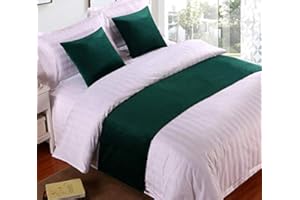 Zhiyuan Solid Velvet Hotel Bed Runner Home Decorative Bed Foot Scarf 19.5 x 102 Inches, Dark Green