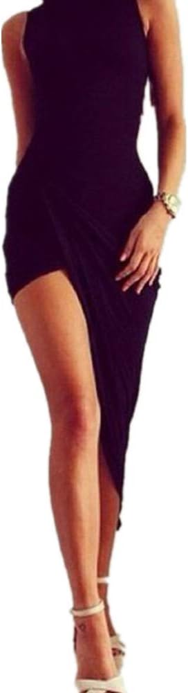 Women Dress Daoroka Ladies Sexy Sleeveless Irregular Hem Casual Bodycon Cocktail Evening Gown Party Fashion Maxi Skirt (M, Black)
