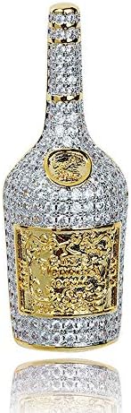 ANLW Whiskey Bottle Pendant Necklace for Hip Hop 18K Gold Plated Fashion Accessories for Men/Women Gifts