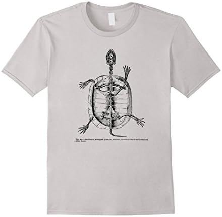 Men's Vintage Anatomy Skeleton of of the Tortoise Tee T-shirt Large Silver