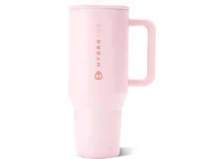 HydroJug Traveler 40oz, Insulated Tumbler with Handle & Straw, Pink Sand