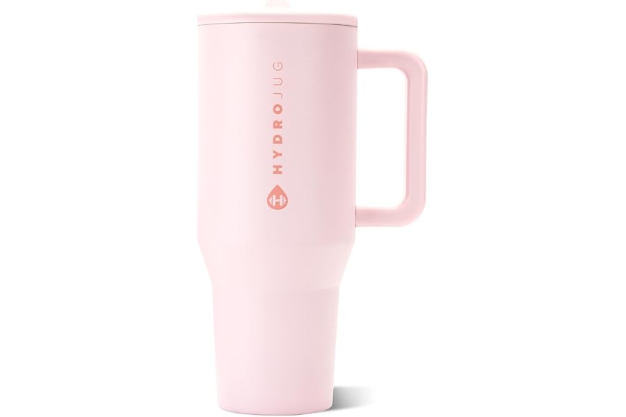 HydroJug Traveler 40oz, Insulated Tumbler with Handle & Straw, Pink Sand Book