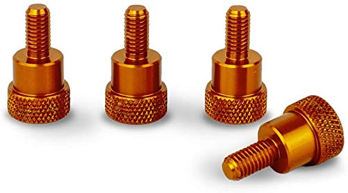 PrecisionGeek Aluminium Knurled Thumb Screws with Shoulder – M4 x 10mm Thread, 20mm Total Length, 10mm Head – Orange – For DIY, Electronics, PC Cases – Set of 4