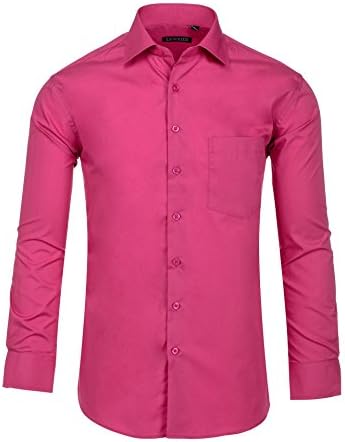 Luxton Mens Dress Shirts, Mens Slim Fit Long Sleeve Cotton Poly Casual and Formal Shirts