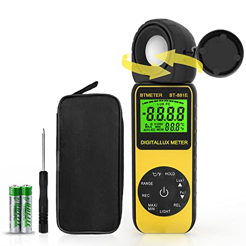Digital Illuminance Light Meter, Kethvoz Luxmeter Exposure Metre Measure Lighting Intensity Brightness 0.1~300,000Lux, Portable Photometer Luxometer for Photography LED Plant Grow Lights BT-881E