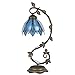 Cloud Mountain Tiffany Style Arched Table Lamp Blue Floral Leaf Lotus Shape Stained Glass Desk Lamp Home Decor Lighting with 7