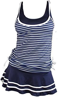 Women's Tankini Striped Trapeze Swim Dress (Small)