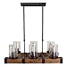 Anmytek Rustic Wood Chandelier 6 Lights, Farmhouse Kitchen Pendant Lamp Vintage Hanging Lighting Fixture with Seeded Glass Shades C0002