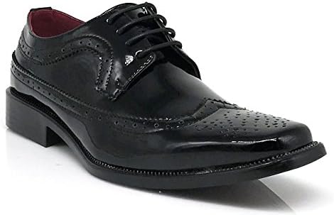 Parrazo Men's Tuxedo Patent Dress Oxfords Shoes (Tuxi02) (10, Black)