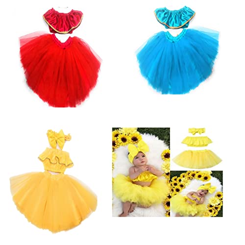 New Born Baby Yellow Tutu Crop top Skirt with Hair Band | $P (in, Age, 6 Months, 9 Months, Yellow) 2