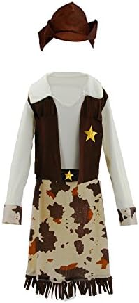 Acediscoball Girls' Wild West Rodeo Cowgirl Halloween Party Fancy Dress Costume Size M