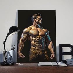 HMLZSJ Nude Muscle Male Torso Portrait Art Gay