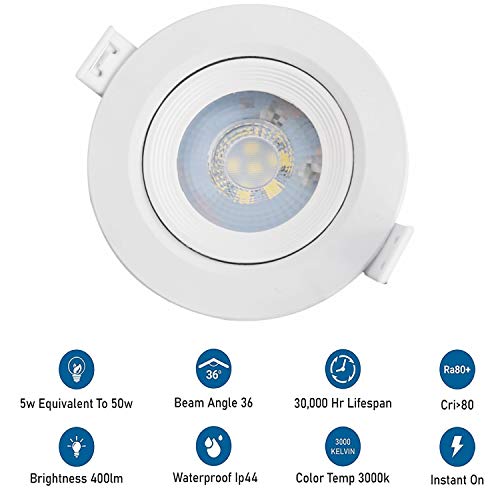 AcornSolution LED Einbaustrahler,Linkind 5W Downlights,warmweiß 3000K 400LM,80mm Ausschnitt,Deckeneinbaustrahler… – Bild 3
