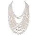 Kalse 5 Layers Strand Simulated Pearl Strand Bib Pendant Necklace White (5 Strands)
