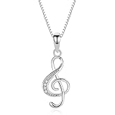 DEYOUM Music Note Necklace for Women Fashion 925 Sterling Sliver Cubic Zirconia Treble Clef Opal Pendant Necklaces Mother’s Day Valentine's Day Christmas Jewelry Gift Chain 18 Inches