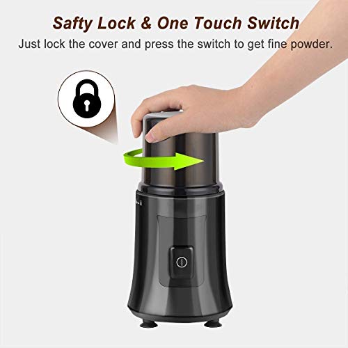 Lknjll. Elektrische Kaffeemühle, 200w Kaffeebohnenschleifer mit Edelstahlklingen, 120g – Bild 5