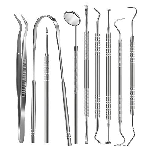 Dental Tools, Terresa 9 Pack Dental Pick Stainless Steel Dental Scaler