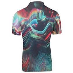 HUGS IDEA Abstract Art Lines Golf Shirts for Men