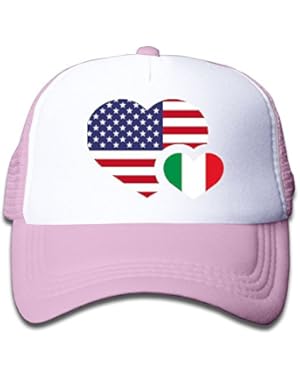 Italian American Flag Love Baby AdjustableTrucker Visor Cap Cute Hat